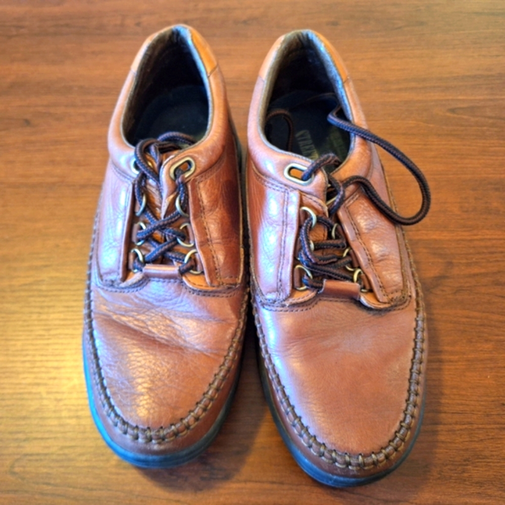 Street Cars Brown Leather Oxfords with Moccasin Toe and Chunky Sole Size 8m - Picture 2 of 9